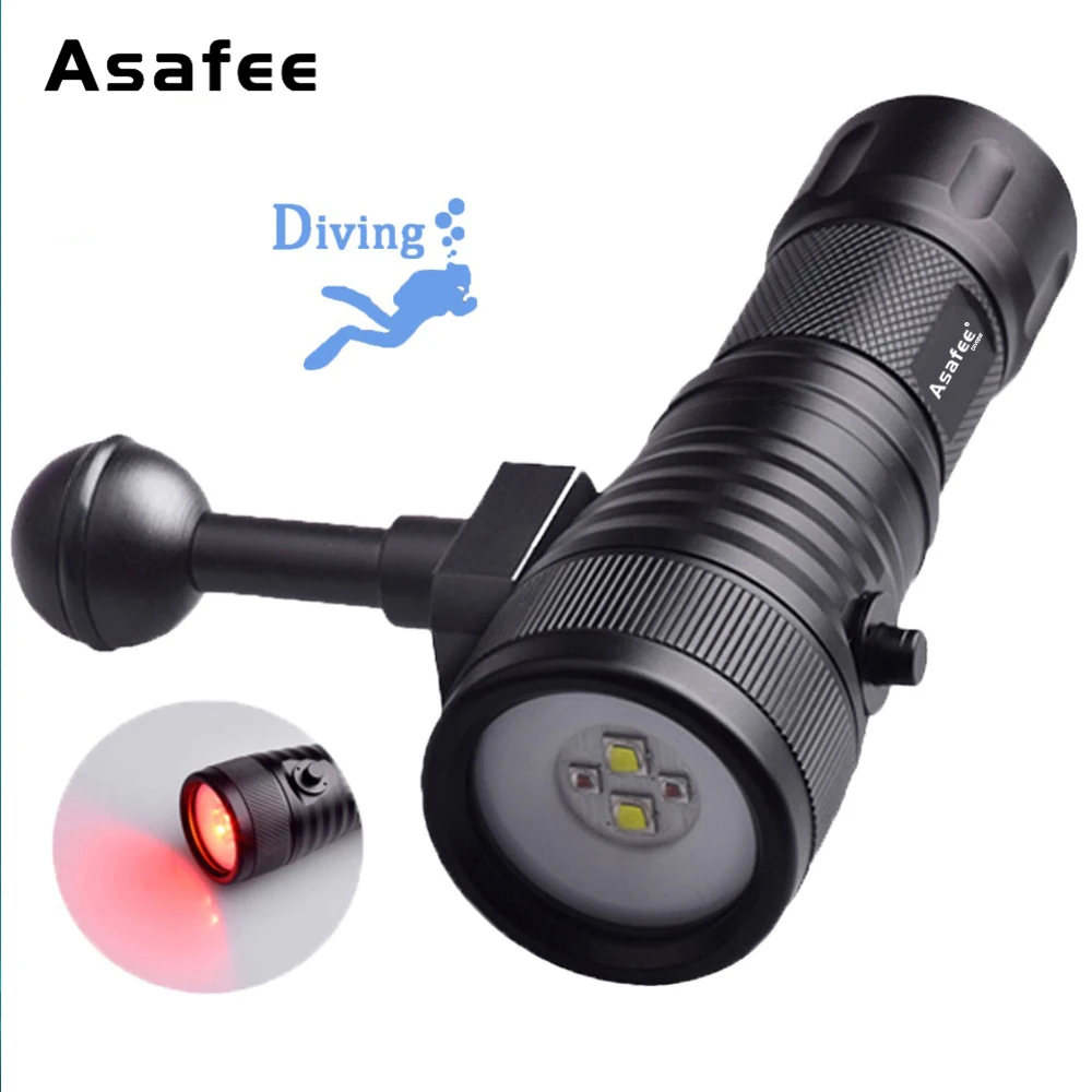 Buy Asafee DIV08W Diving Torch for Photography White Red Color LED Colorful
