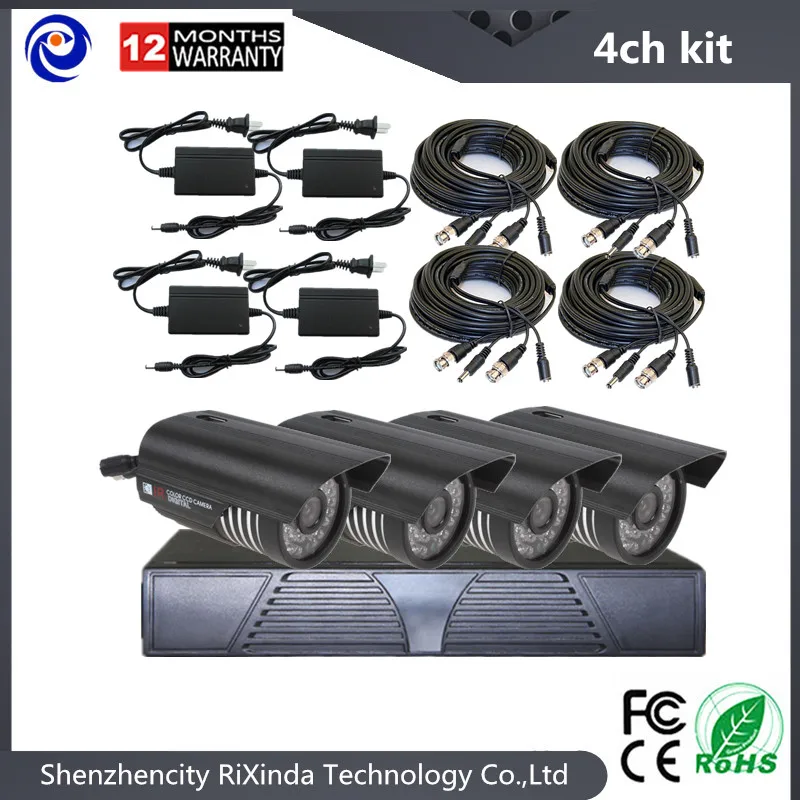  cheap 4 channel ahd dvr 4CH full hd CMOS 800TVL CCTV bullet outdoor camera kit Surveillance home Camera system 
