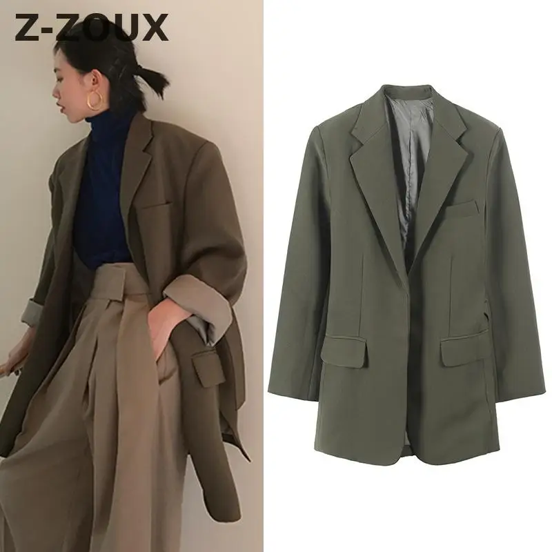 

Z-ZOUX Women Blazer Vintage Solid Leisure Long Jackets Long Sleeve Loose Ladies Blazers All Match Female Coat Woman Tops New