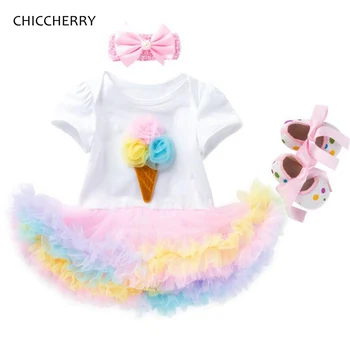 

Ice Cream Newborn Baby Girl Clothes Summer Lace Tutu Dress Headband Crib Shoe Infant Clothing Vetement Bebe Fille Roupa Infantil