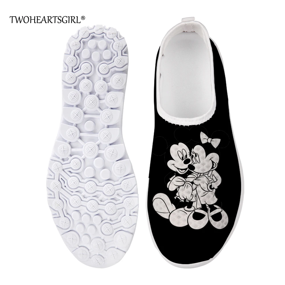 

Twoheartsgirl Cartoon Mouse Print Mesh Shoes for Women Breathable Summer Mesh Sneakers Personalized Comfort Ladies Flats Shoes