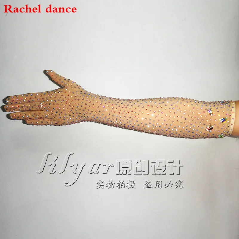 Индивидуальные Современные танцевальные костюмы для латинских танцев, танцевальные аксессуары Sasza, перчатки телесного цвета с эластичной сеткой