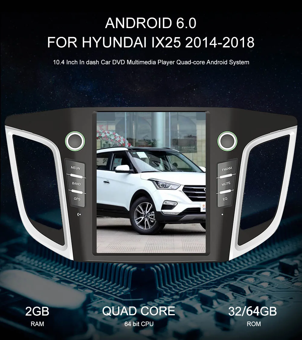 ZWNVA Tesla ips экран Android 9,0 автомобильный без CD dvd-плеер радио gps навигация для HYUNDAI IX25 CRETA головное устройство