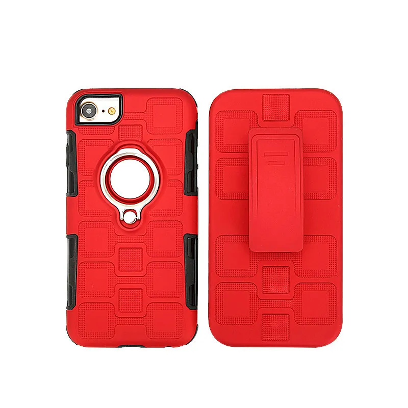 Hybird Phone Case 3 in 1 for iPhone 6 7 8 X with Ring Stand Magnetic Absorption Sport Design Belt Clip |