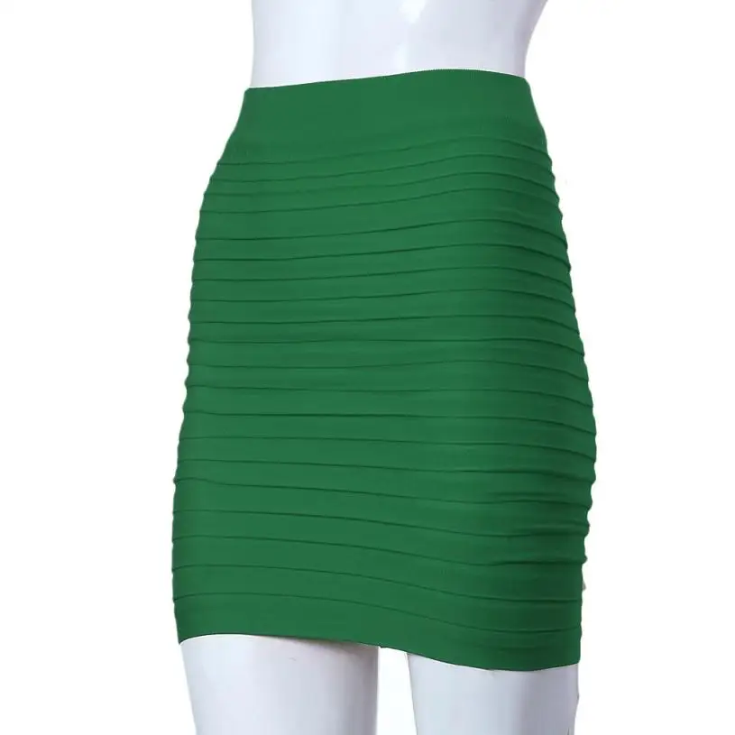 WOMAIL Европа плиссированные женские юбки Высокая Талия платье на бедрах юбка мини-юбка выше колена сплошной цвет юбки юбка N6 - Цвет: Green