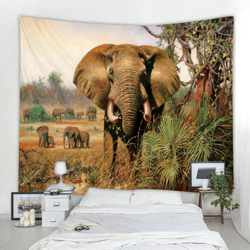 Forest Elephant Tapestry Indian Mandala Tapestry Wall Hanging Tapestries Boho Bedroom Wall Rug Couch Blanket 6 Size