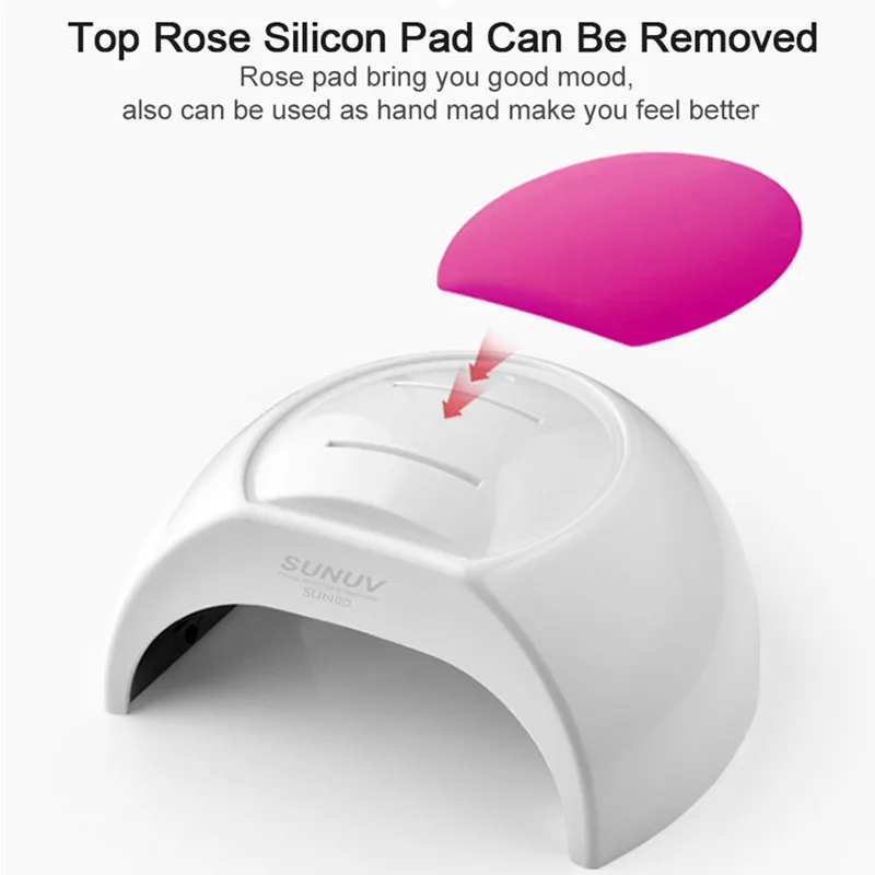  SUNUV SUN2C 48W Nail Lamp UV LED Nail Dryer Lights for Gels Polish Infrared Sensor with Rose Silico - 33024763215