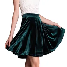 YRRETY бархатные юбки весенние европейские Большие размеры Королевский бюст широкая юбка плиссированные зонтик от солнца для девочек-подростков длиной до колена