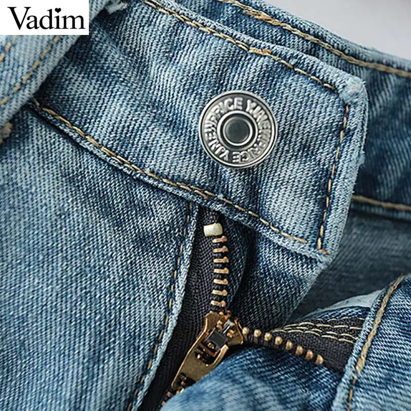 Vadim Женские базовые Рваные джинсовые шорты tassles карманы на молнии женские