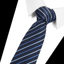 Мужские новые классические галстуки 7,5 см Полосатый полиэфирный тканый черный синий красный оранжевый галстук Бизнес Свадьба Вечеринка ежедневный галстук