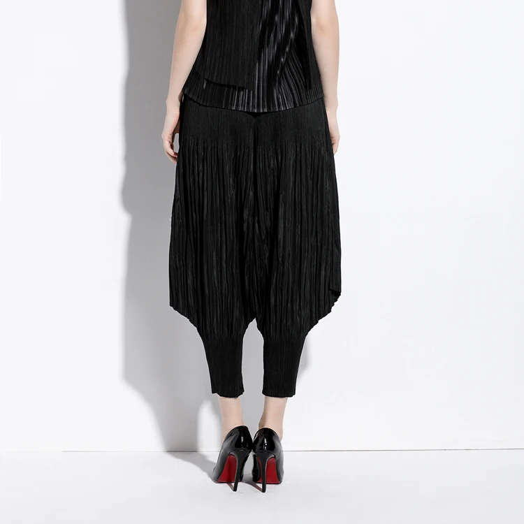 De Élastique Pantalon Yards Big Plier Femmes bleu vert D'été Women'pants Mode Harem Taille Plus Collants Miyak Plissée Lâche gris Sze Changpleat Noir 0WvXOIqwz