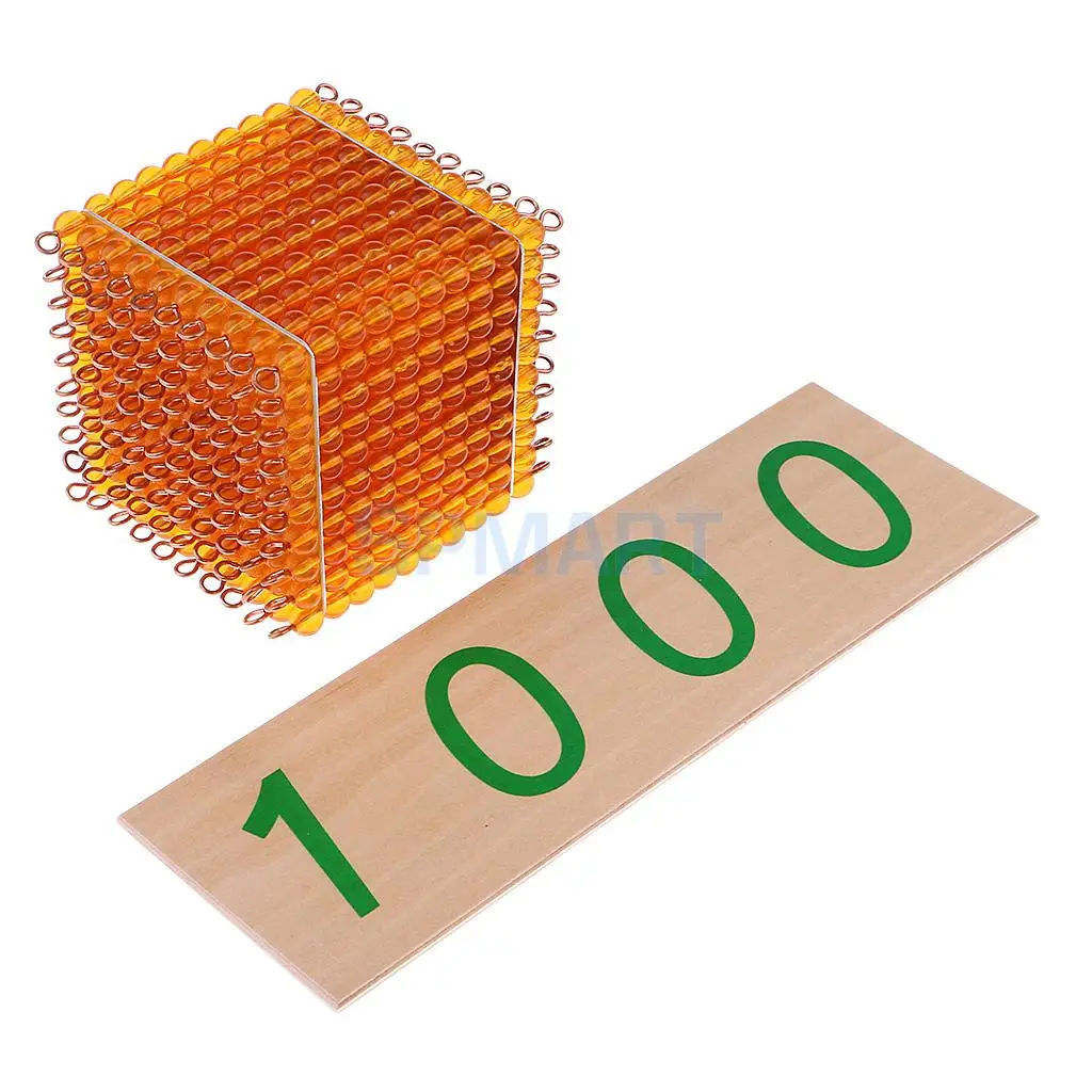 Thousand Beads Cube Suqare w/ 1000 Number Card for Montessori Early ...