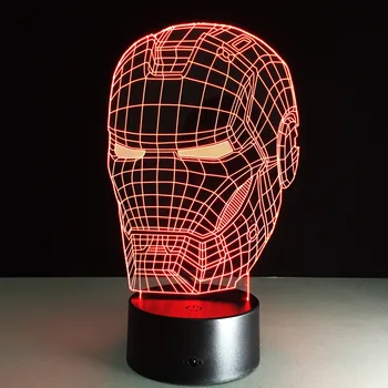 

Ironman Head 3D Led Night Light Iron Man Mark Colorful USB LED Table Lamp Acrylic Lighting Decoration Superhero Toy