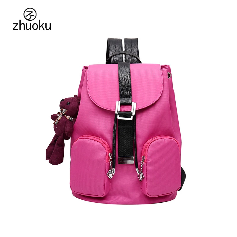 2017 women backpack Cute Bear Pendant good quality small mini backpack Vintage black backpack school bags