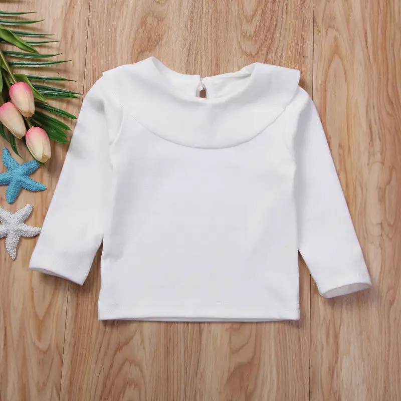 

Newborn Infant Baby Girls Kids Long Sleeve Summer Cotton T-shirt Tops Clothes Yellow White 0-3Years