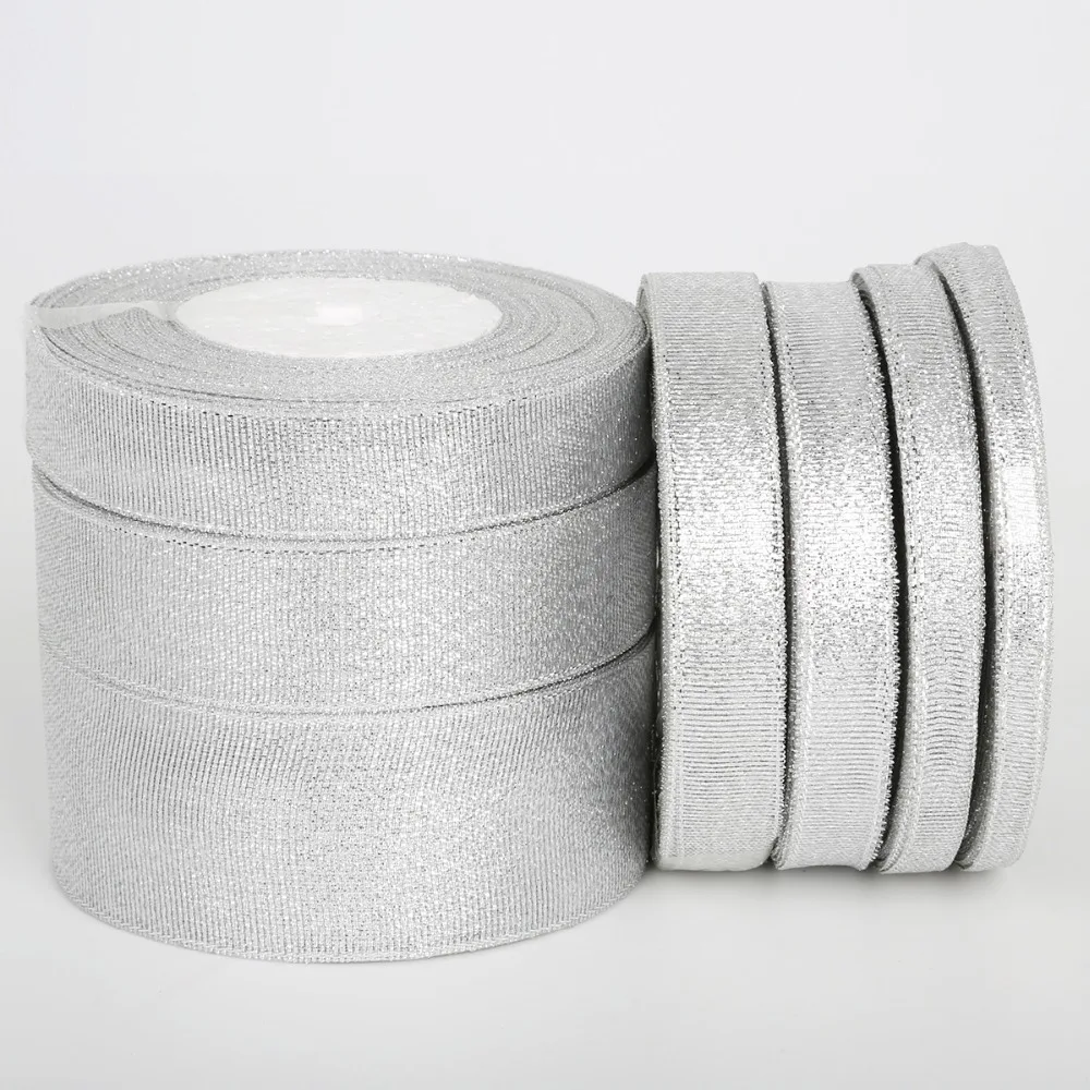 

25 Yard/Lot Sliver Organza Glitter Ribbons For Wedding Craft Bow Decorations DIY Invitation Card&Gift Wrapping 7mm - 38mm