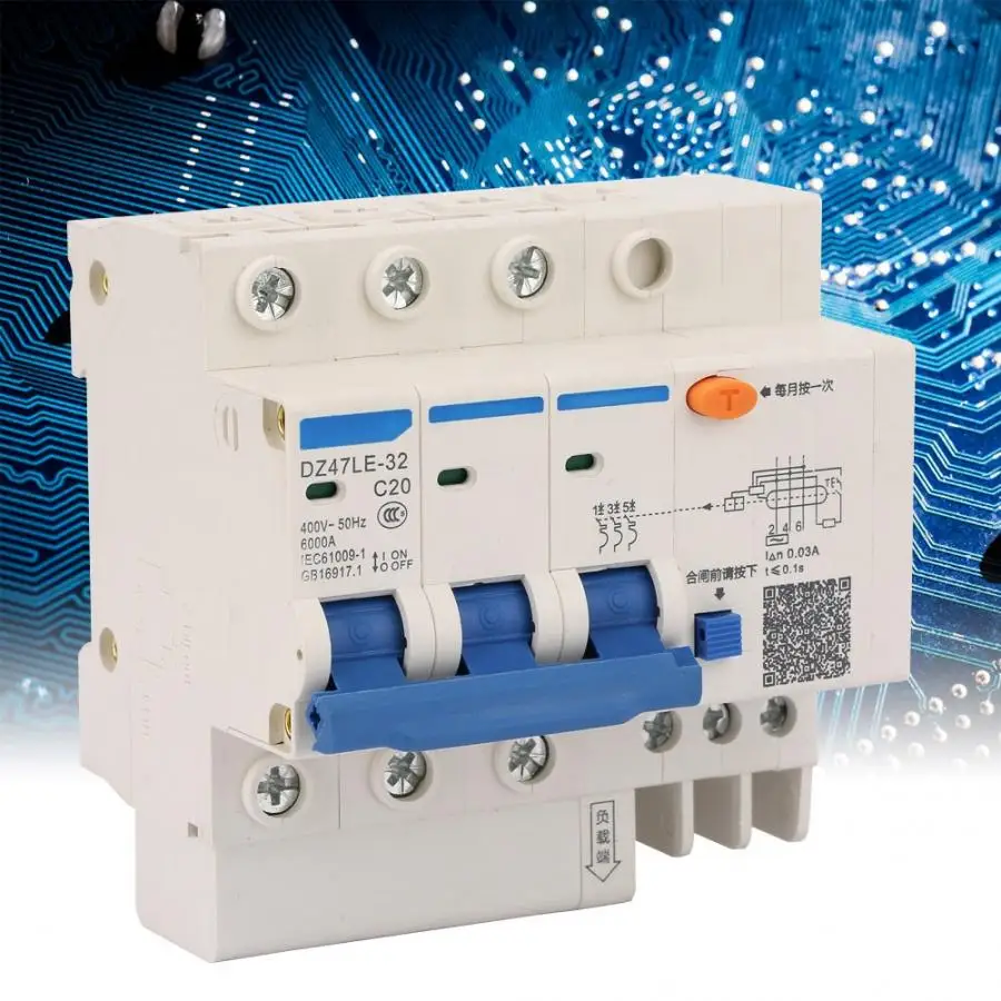 

Current Circuit Breaker DZ47LE-32 3P+3 C20 Circuit Breaker Leakage Protection Current Circuit Breaker 400V 20A