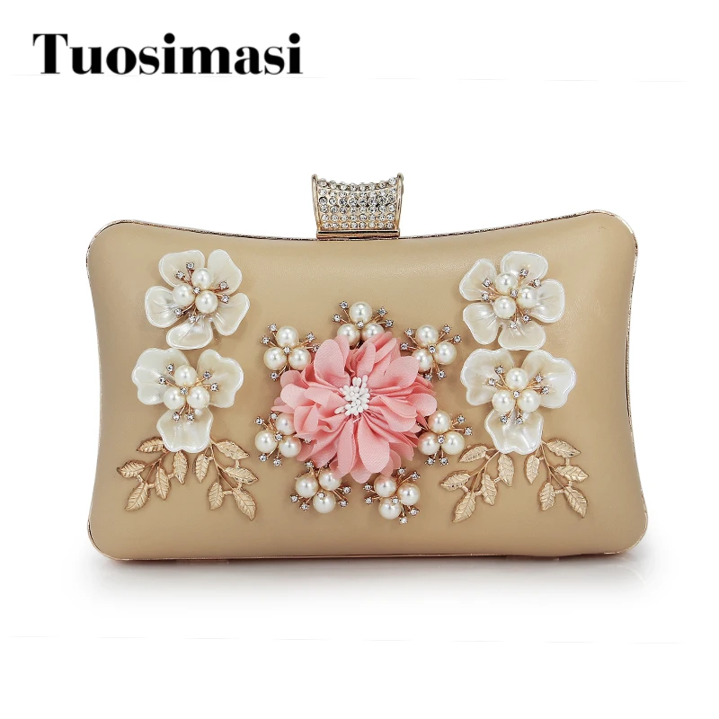 

Hand Made Women Handbags Appliques Pattern Flowers Wedding Dinner Bag Evening Bags Purses Clutch Box Package (C1537)