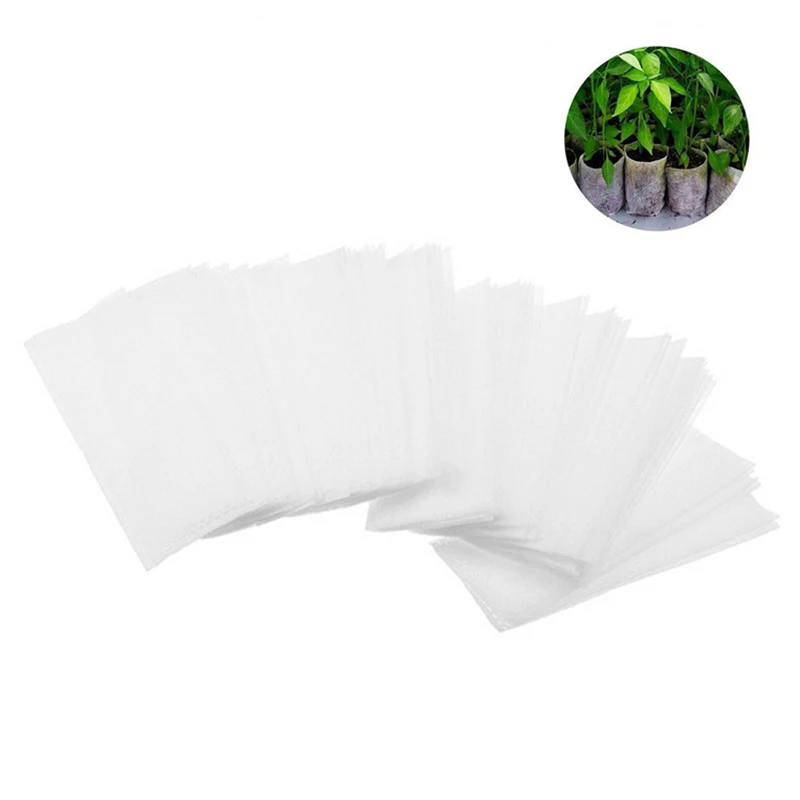 

500PCS Biodegradable Non-woven Nursery Bags Plant Grow Bags Fabric Seedling Pots Eco-Friendly Aeration Planting Bags