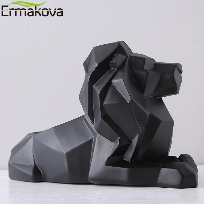 Ермакова современная абстрактная скульптура льва, статуя животного из смолы, Геометрическая статуэтка, украшение для дома, рабочего стола, офиса