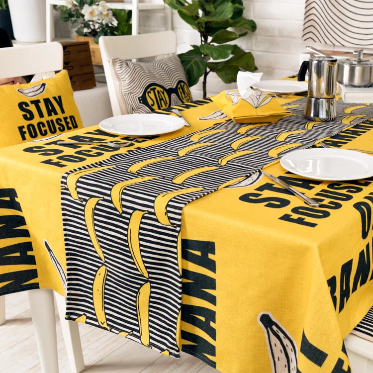 

Fashion Home cotton table runner "stay focused on bananan" Table flag and Placemat