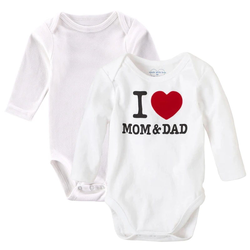 2Piece/lot Baby Bodysuits Infant Jumpsuit Long Sleeve White Newborn