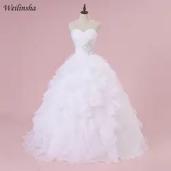 weilinsha 2017 Hot Sale Ball Gown Wedding Dresses Organza Beading Ruffles Custom Made Plus Size Appliques Vestido de Noiva