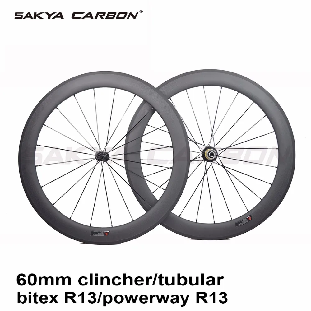 700C 60 мм clincher карбоновые колеса Трубчатые carbon wheels с супер светильник Bitex R13 втулка