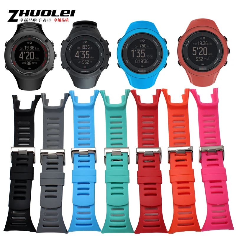 Free shipping SUUNTO Ambit 1 2 3 30mm Men Watch s Waterproof Rubber Strap Watchband Steel
