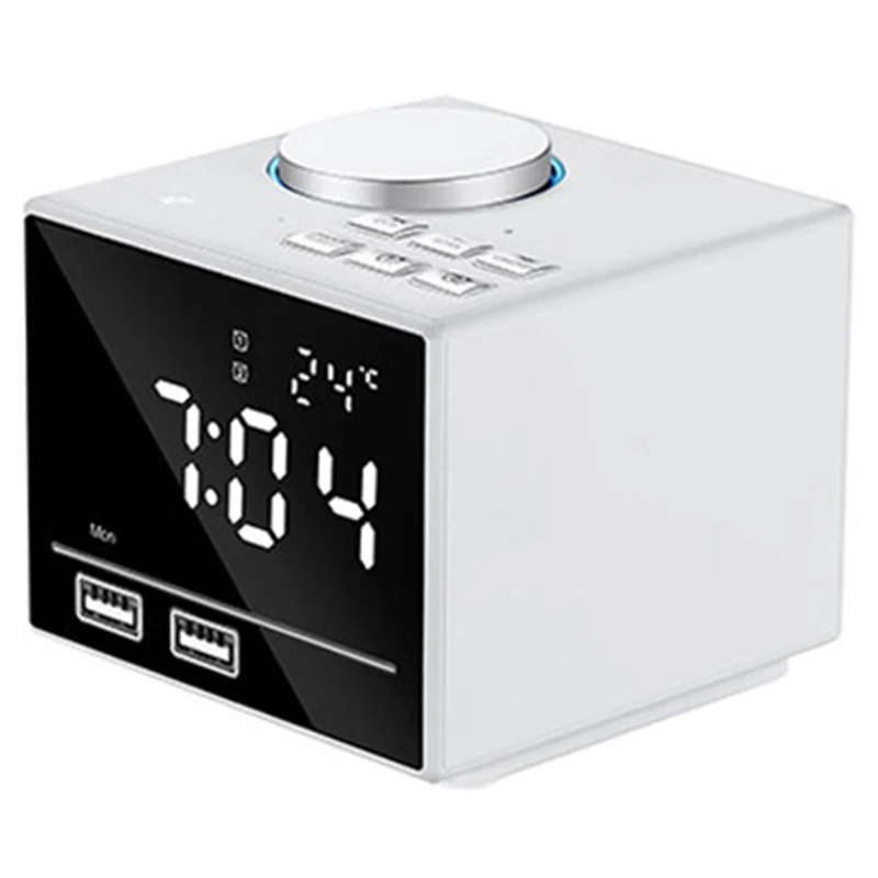 White TFBC ЕС Plug 1 комплект Bluetooth изменение цвета будильник fm-радио с Usb зарядка и Громкая связь - Цвет: White