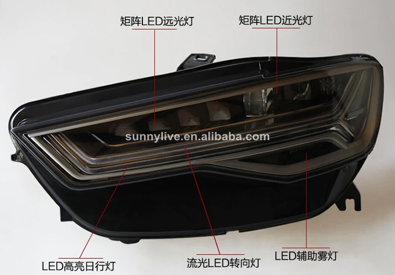 2013- год A6L светодиодный головной свет для Audi A6L светодиодные фары черный Корпус sy
