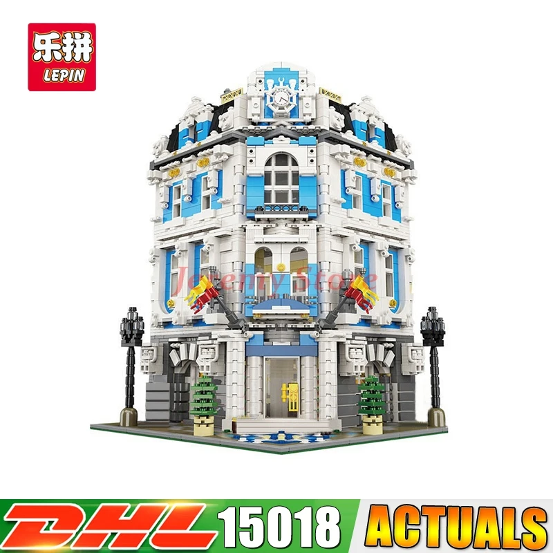 

2018 DHL LP 15018 MOC City Street Series The Sunshine Hotel Set Building Blocks Bricks Set Toys Compatible Christmas gifts