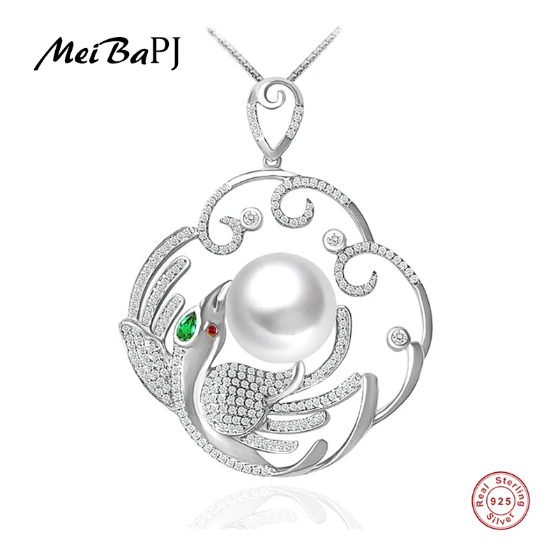 

[Yinfeng] Luxury large phoenix pendant necklace jewelry 12-13mm big natural freshwater pearl with real 925 sterling silver