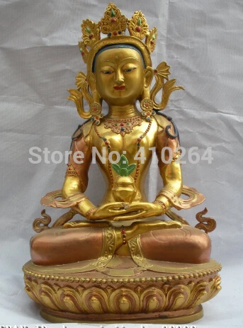 

19"Tibet Buddhism Bronze 24K Gild Amitayus Kwan-Yin Temple Buddha statue