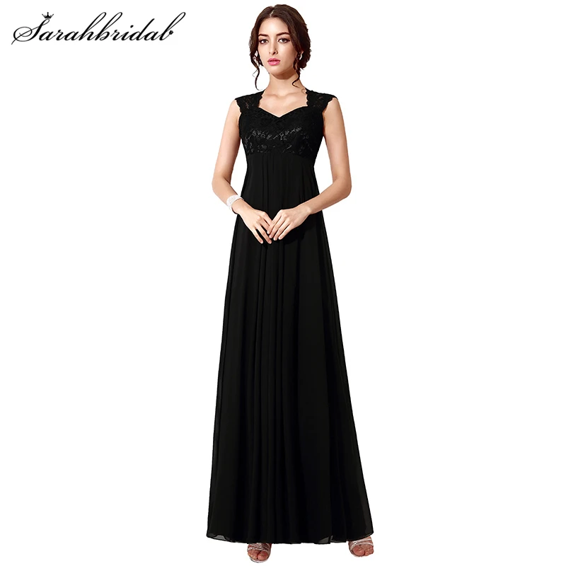 

Elegant Evening Dresses Simple Black Chiffon A-line Floor Length Chiffon Party Gown Women Long Robe De Soiree In Stock SLD190