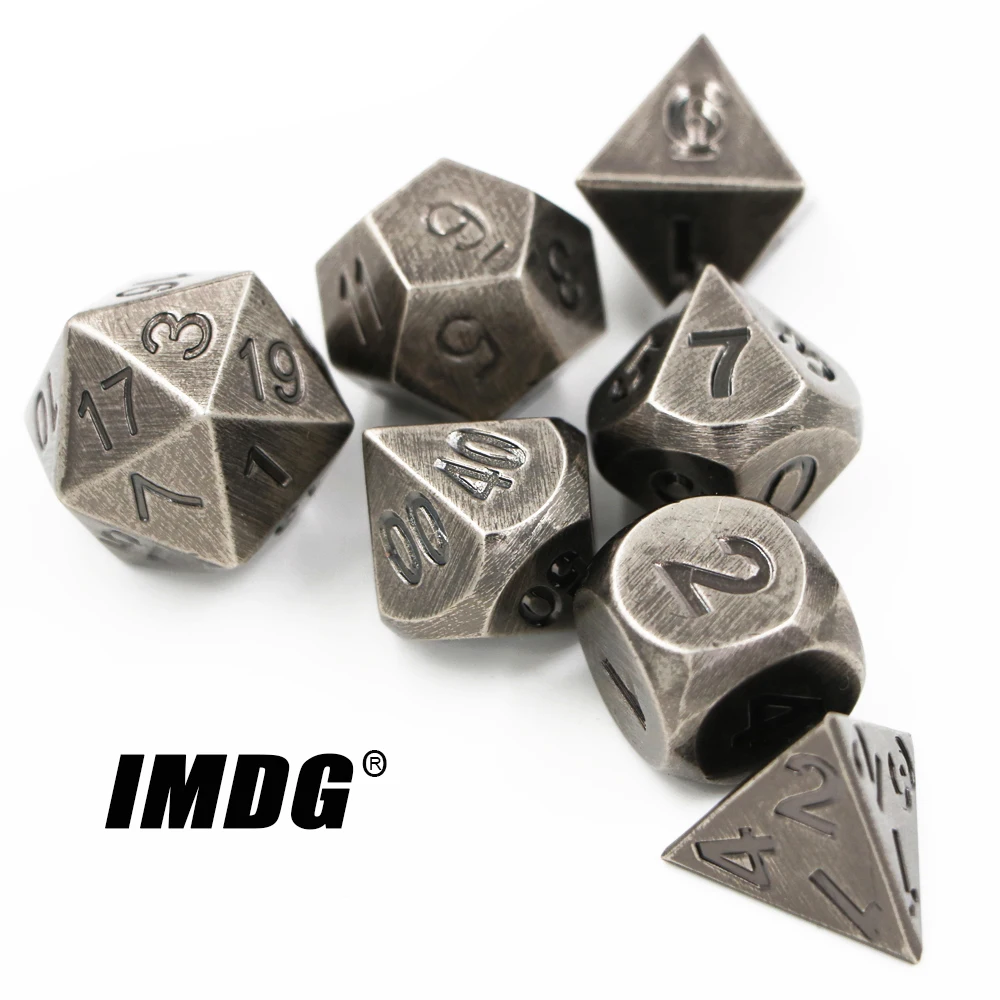 IMDG 7pcs/set Creative RPG Game Dice Polyhedron Metal Dice DND Aluminum