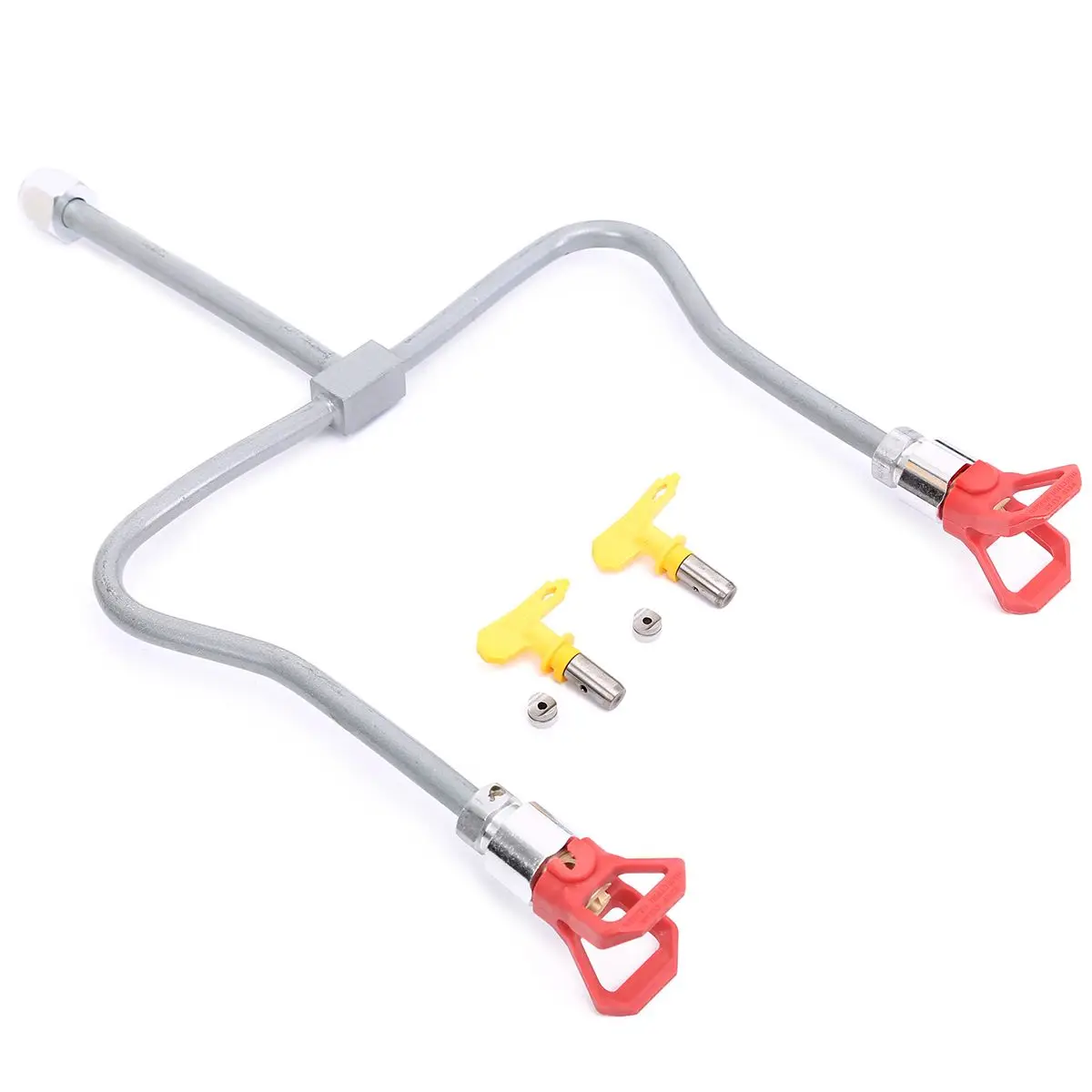 Mayitr Professional Airless Paint Spray Gun Extension Pole Double Nozzle Head + Tips Guard Powerful Painting Tool New