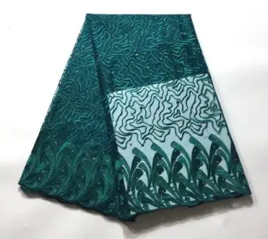 Дешевые ремесла и шитья-африканская Кружева сплошной узор 120 см ширина ткань для одежды и моды продается 5 ярдов дешевые ремесла - Цвет: Dark Green