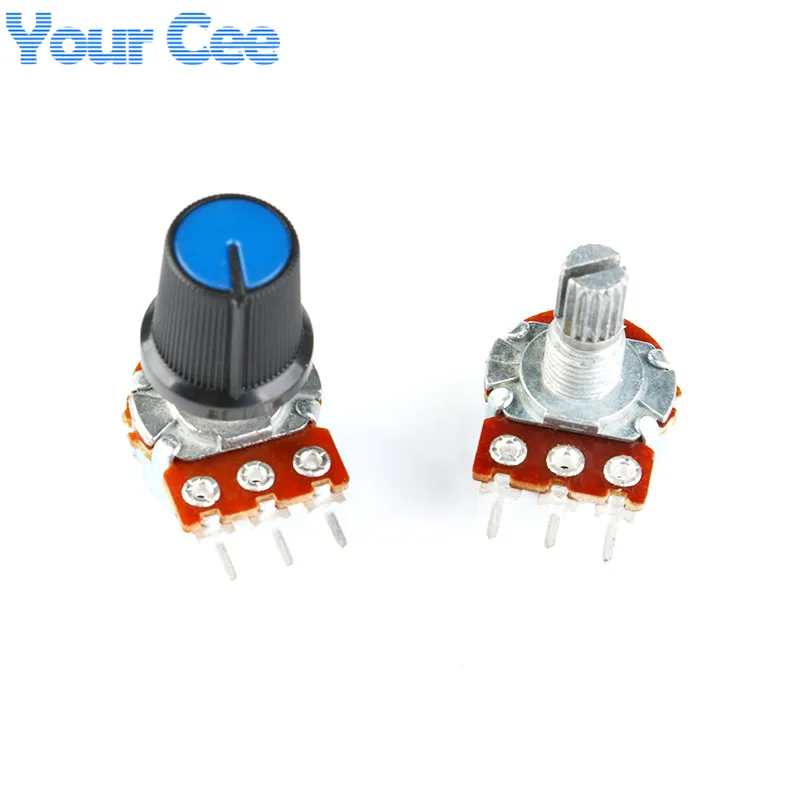 10 PCS Linear Potentiometer 15mm Shaft With Nuts And Potentiometer Button Cap for 1K 2K 5K 10K 20K 50K 100K 500K 1M 250K WH148