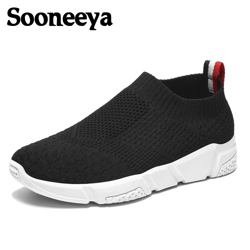 Женские кроссовки Sooneeya эластичные на плоской подошве модная повседневная