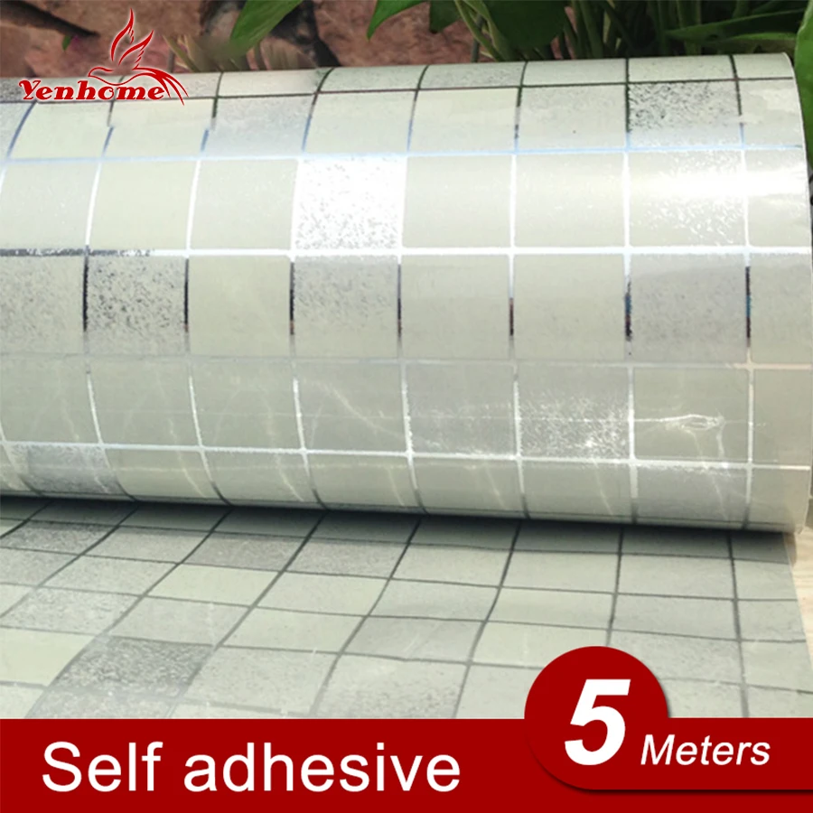 5M PVC Mosaic Wall Sticker Bathroom Waterproof Self adhesive Wallpaper