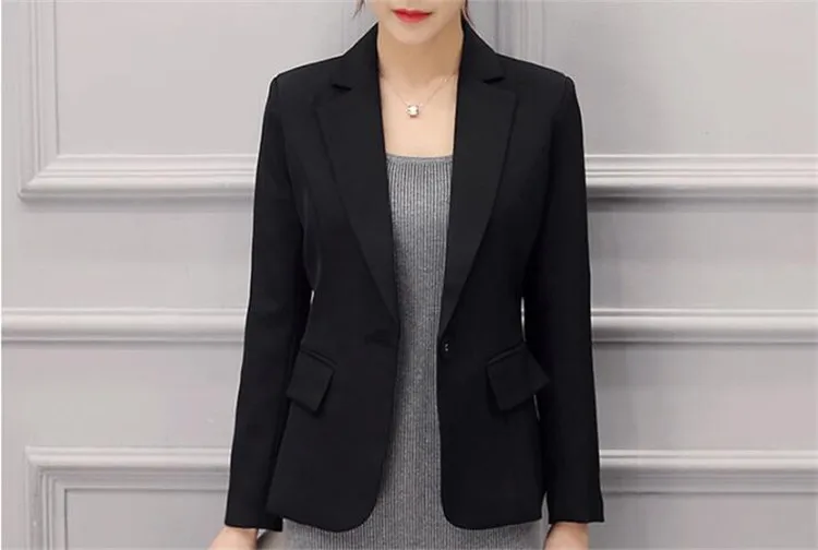 Однобортный Для женщин Slim Fit Blazer модные Повседневное плюс Размеры 3Xl 4Xl дамы Демисезонный костюмы и пиджаки для работы Ma120