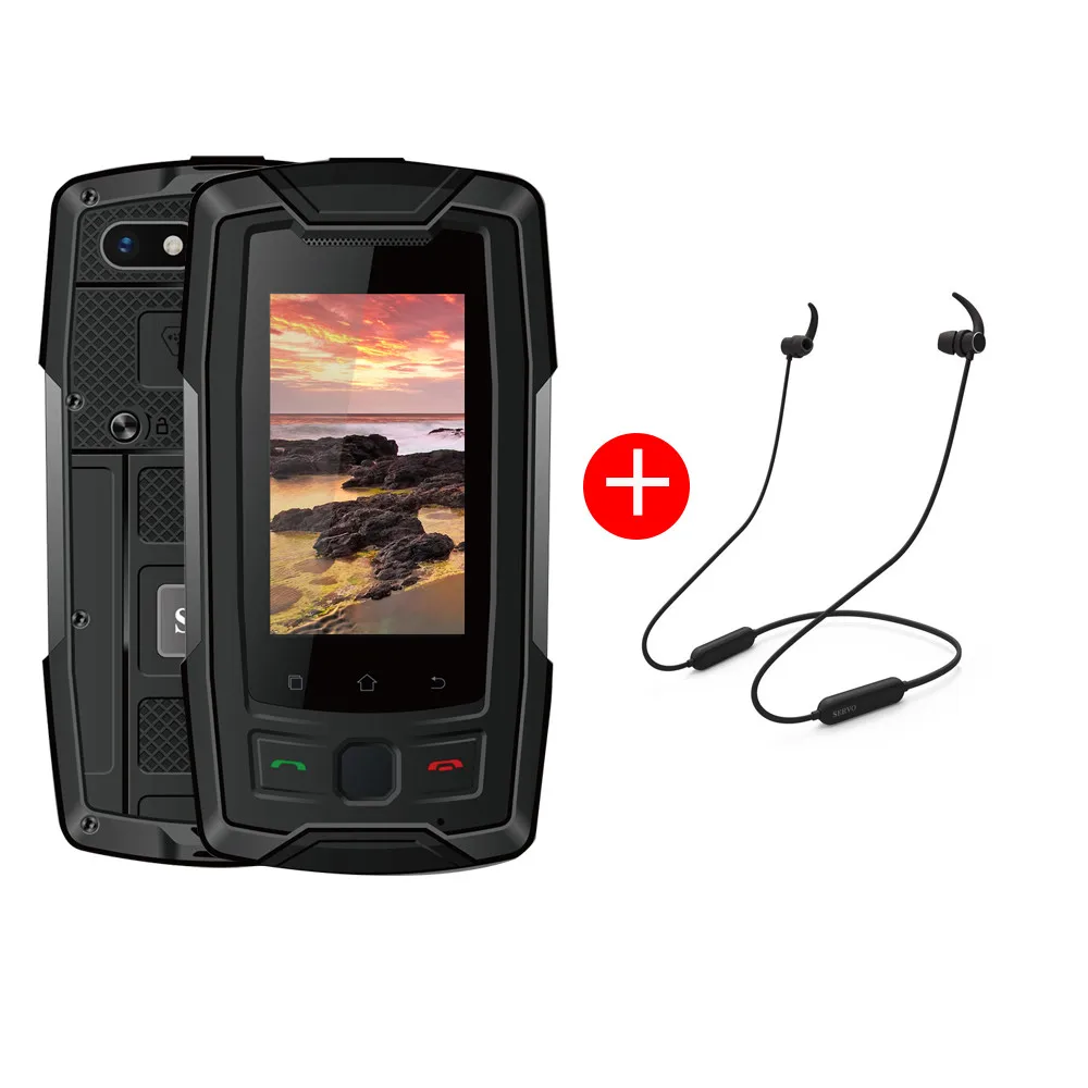 SERVO X7 Plus 2.45" Mini Smartphone LTE IP68 Waterproof Rugged Mobile Phone MTK6737 RAM 2GB ROM 16GB Fingerprint NFC GPS Walkie - Цвет: Black Add Headset