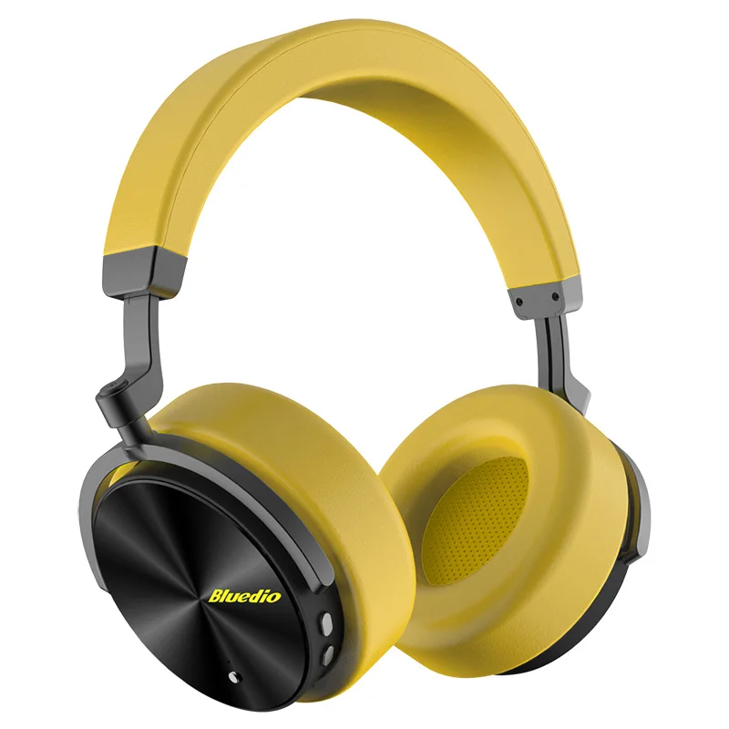 Bluedio T5 Hi-Fi активные наушники с шумоподавлением и басами, беспроводная bluetooth гарнитура с микрофоном и оригинальной коробкой - Цвет: Yellow