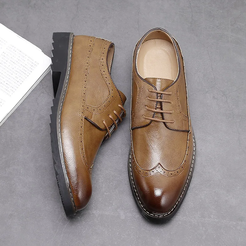 D'affaires Oxford Pour Cuir Noir Mariage Pointu De Bout marron jaune Formelle B1077 Hombre Robe Chaussures Verni En Zapatos Hommes RqFpvz4fn