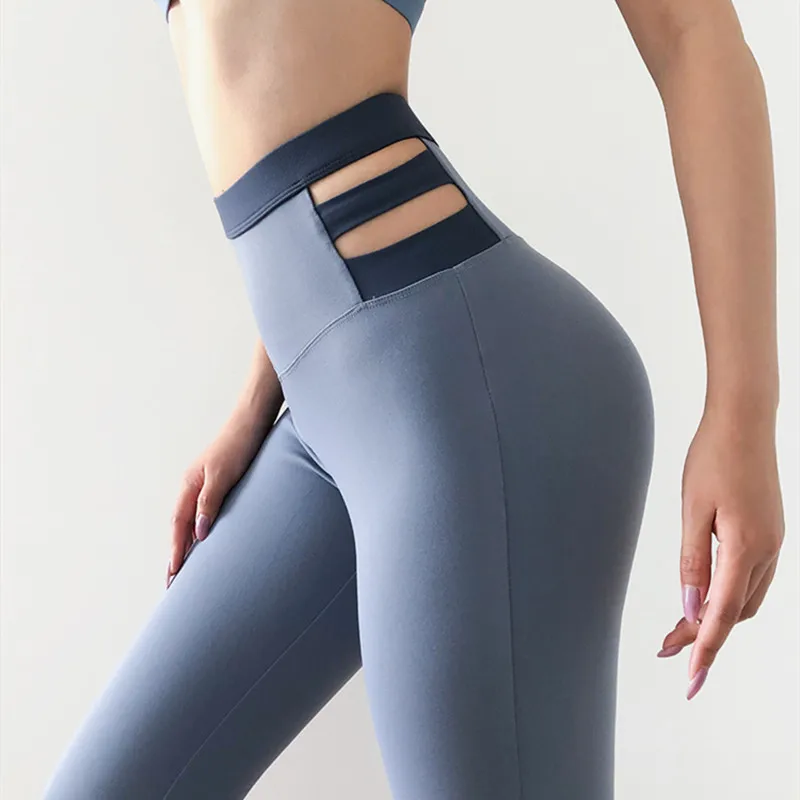 

High waist hollow Sport Pants Athletic Fitness Leggings Women Stretchy Running Pants Gym Sport Tights Yoga Pants