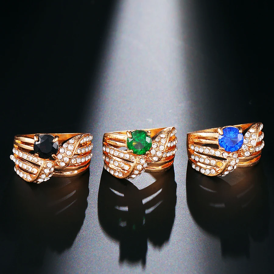 Модные Винтажные кольца Kinel инкрустированные синим драгоценным камнем Обложка