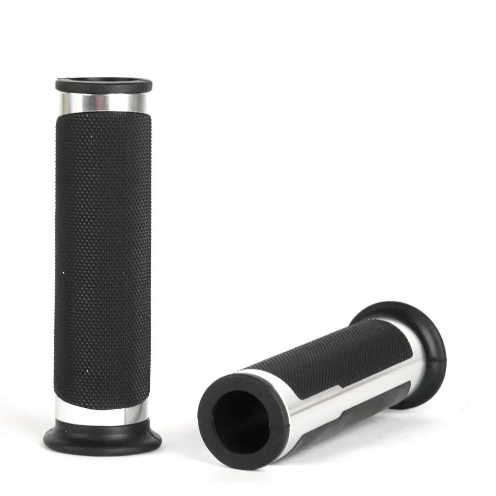 Серебряный алюминиевый зернистый резиновый руль для мотоцикла рукоятки 7/" 22 мм