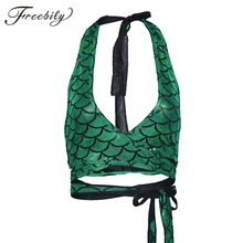 Купальник женский бюстгальтер Топ Для Плавания Для Девочек Блестящий бюстгальтер Mermaid топ с принтом в виде рыбьей чешуи с бретельками