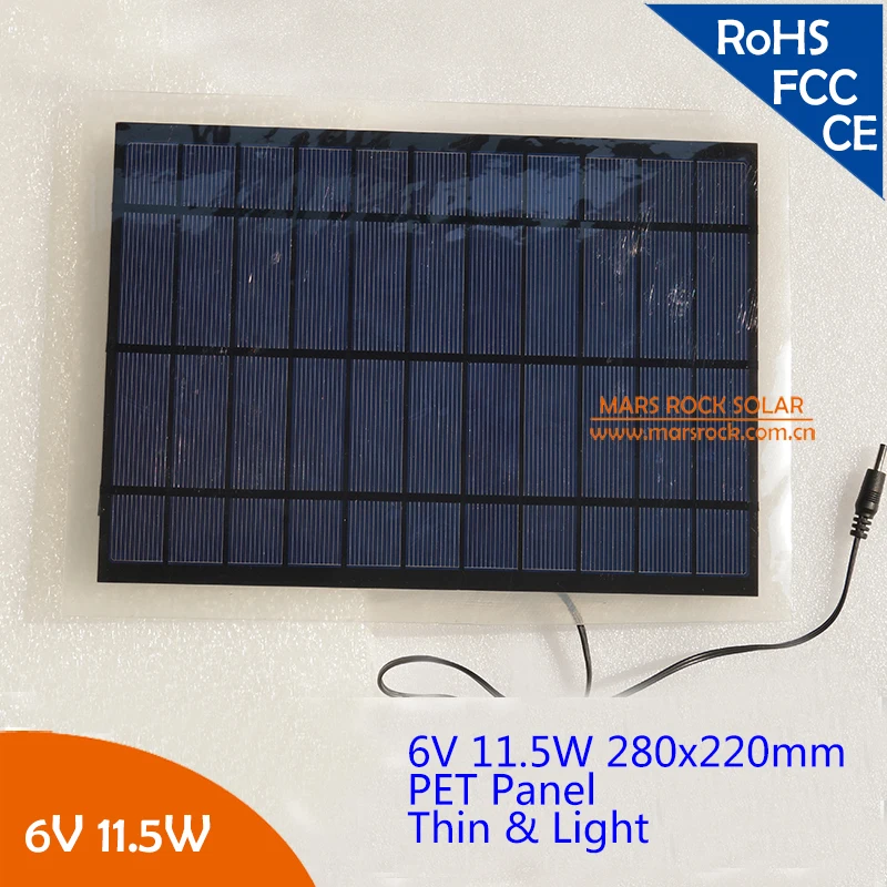 

PET Light Poly Solar Panel - 6V 11.5W DIY Solar Power Module